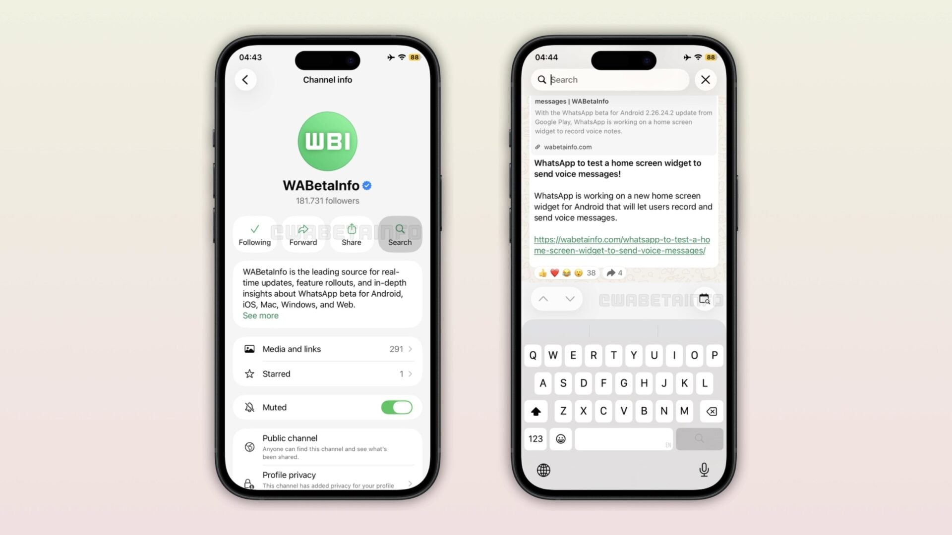 Chaines Whatsapp Recherche iOS