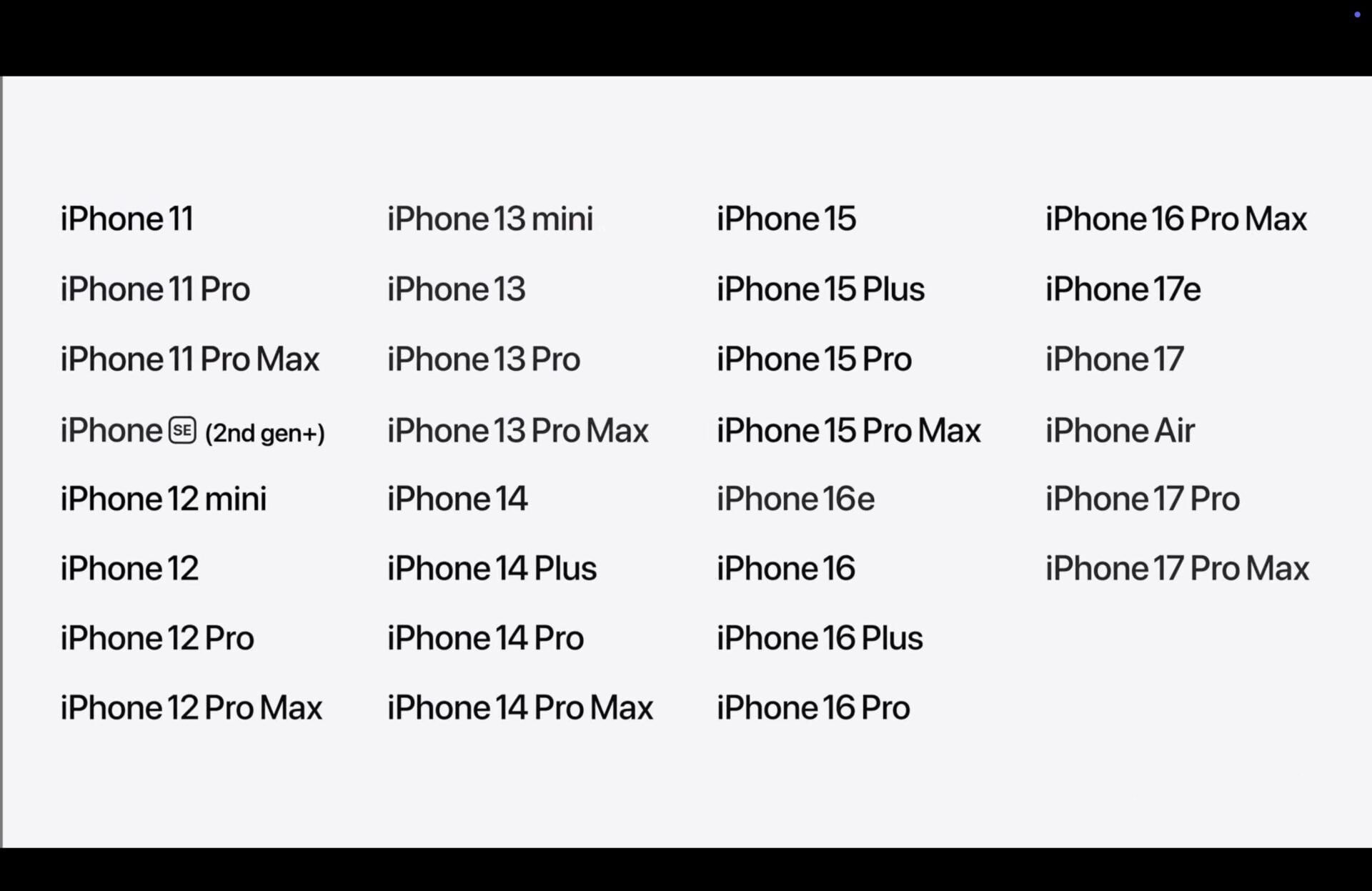 Compatibilité iPhone iOS 27