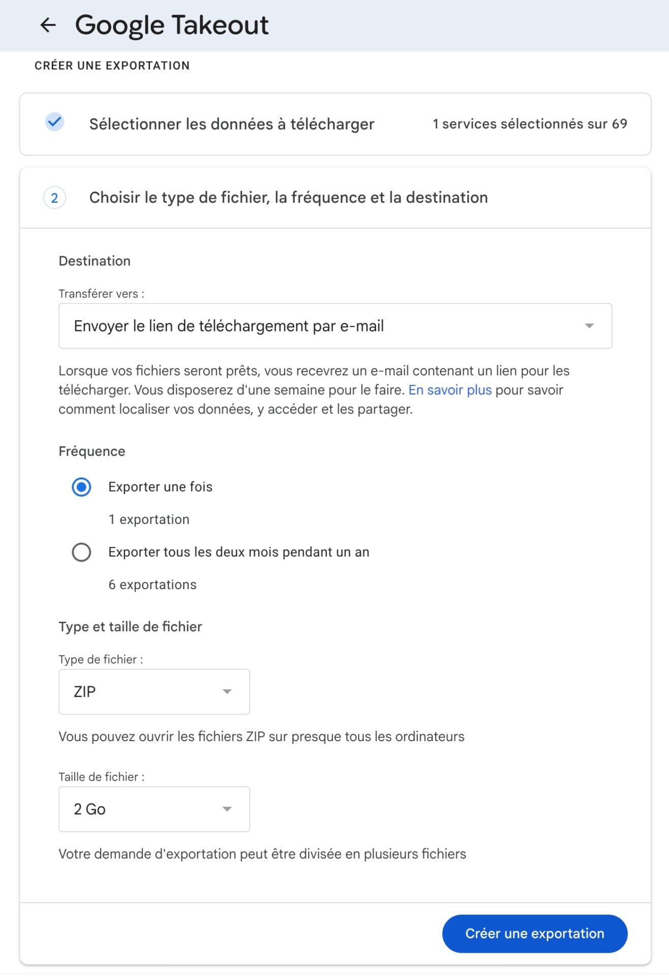 Exportation Photos Google Takeout