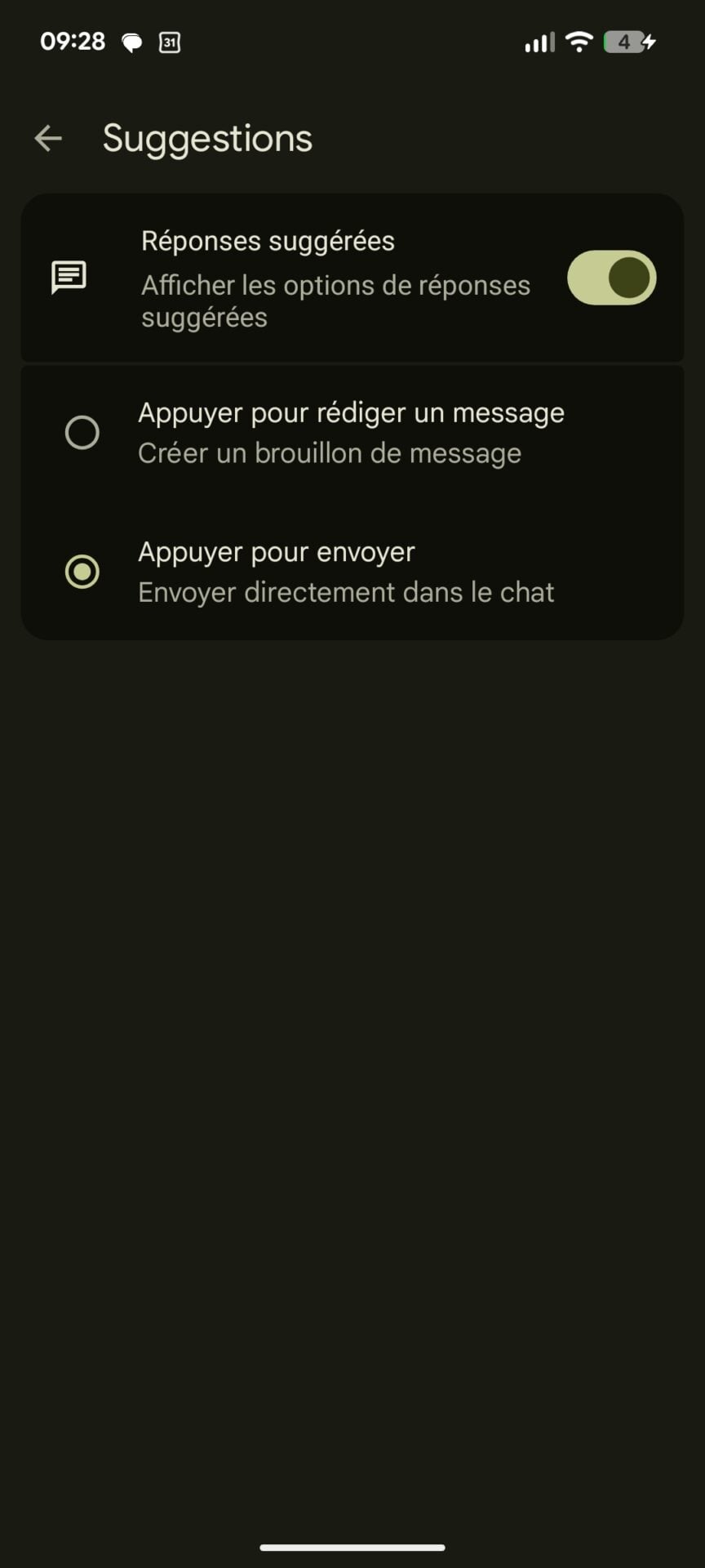 Google Messages Réponses Suggerees