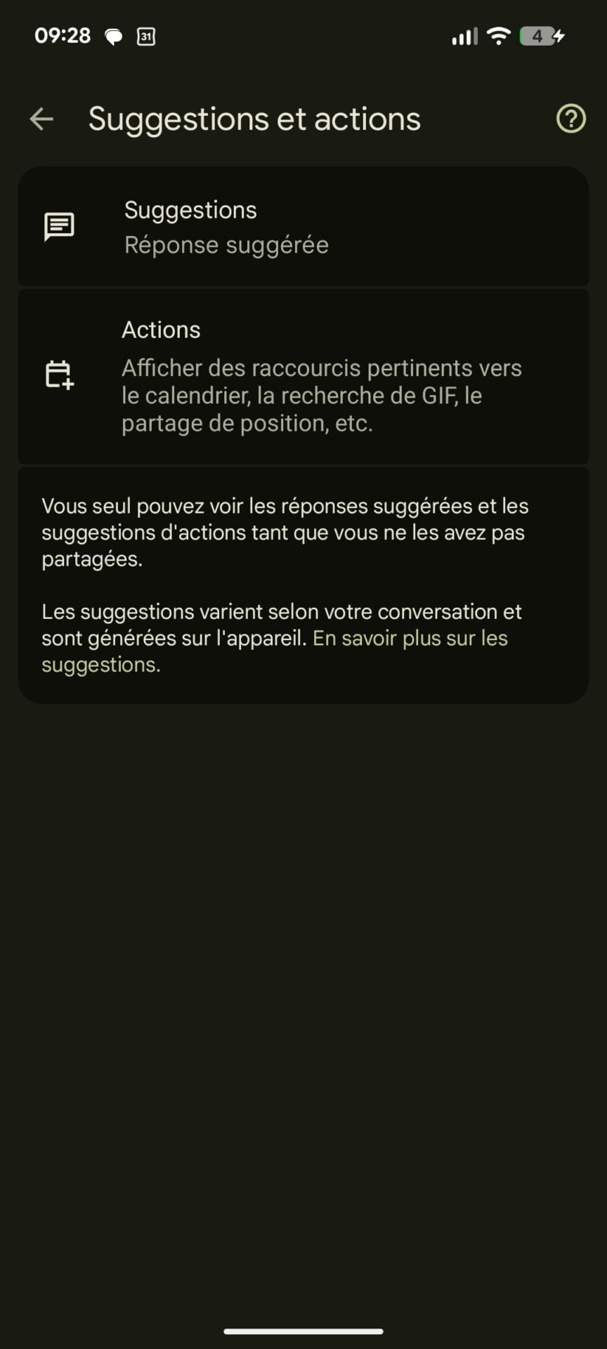 Google Messages Suggestions Actions