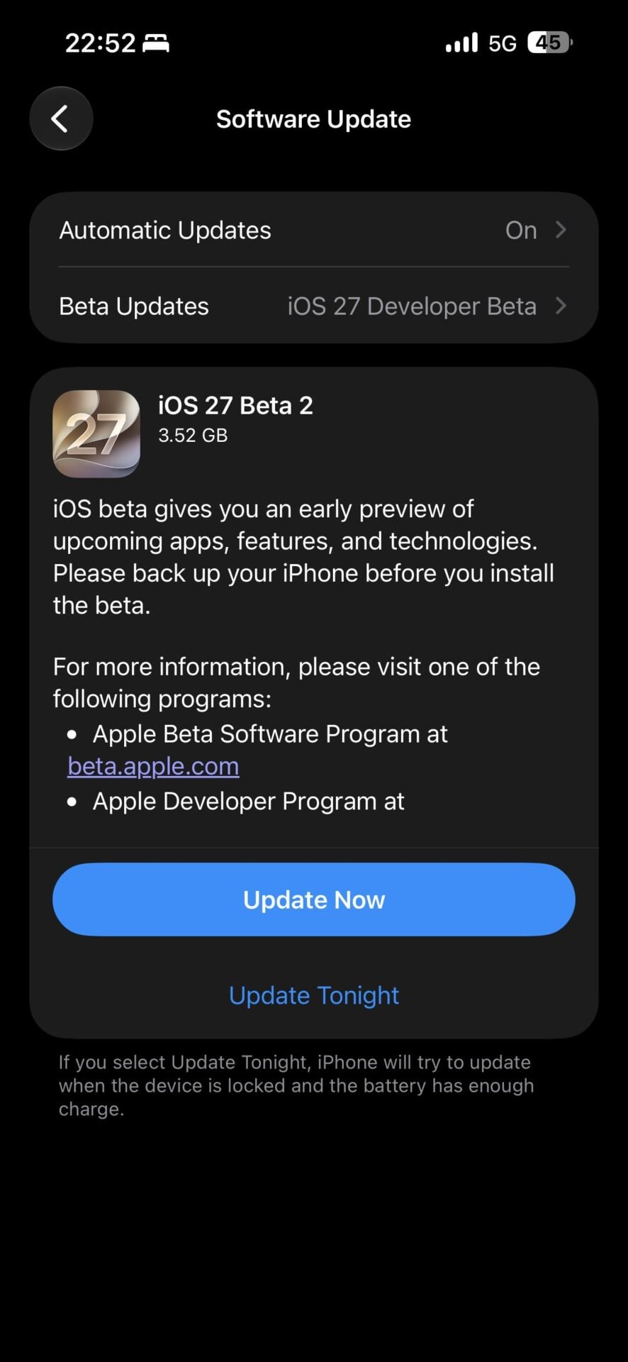 iOS 27 Dev Beta 2