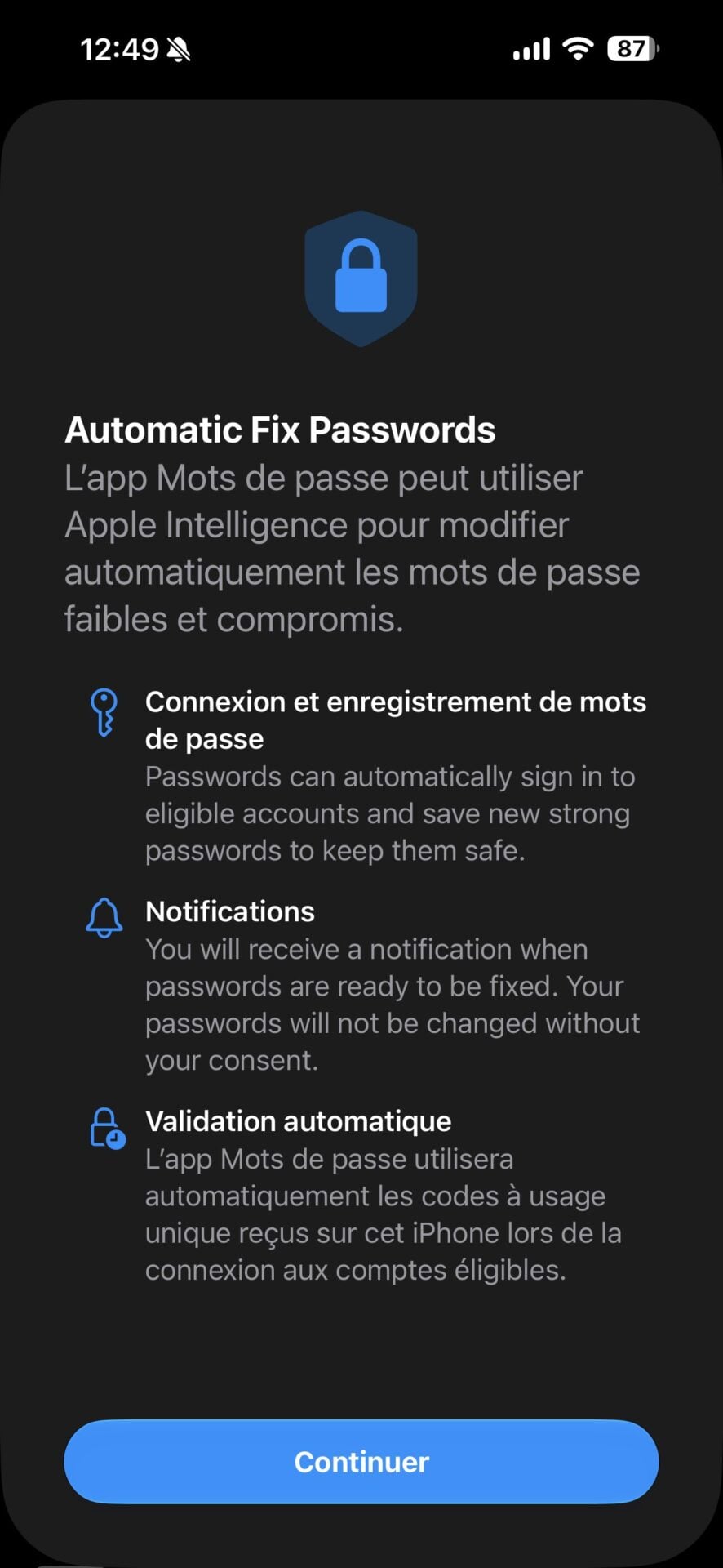 iOS 27 Gestionnaire De Mots De Passe Changement Automatique Mots De Passe Compromis 3