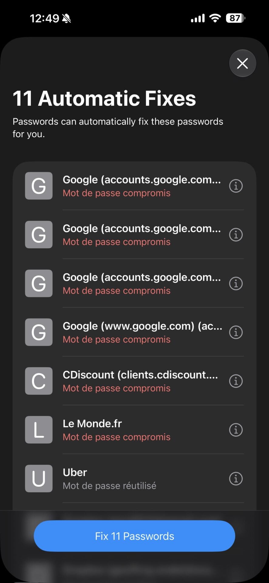 iOS 27 Gestionnaire De Mots De Passe Changement Automatique Mots De Passe Compromis 4