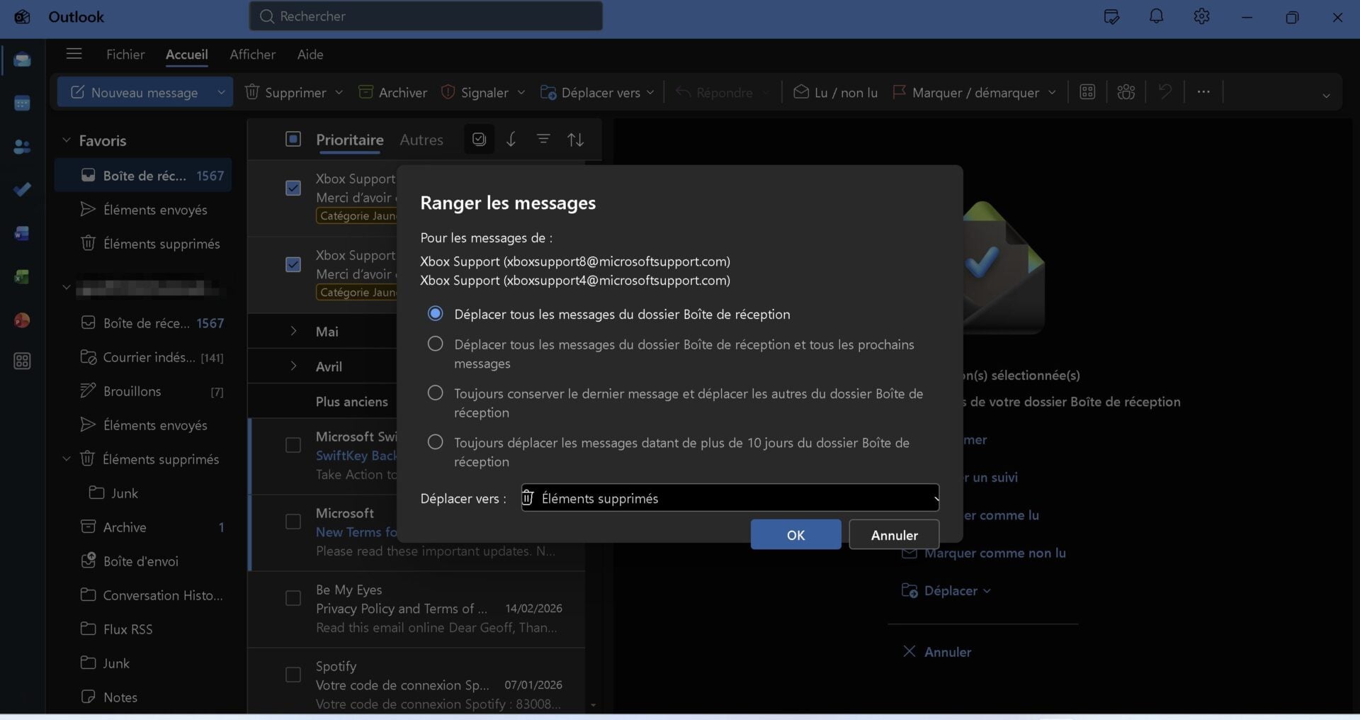Outlook Ranger Les Messages