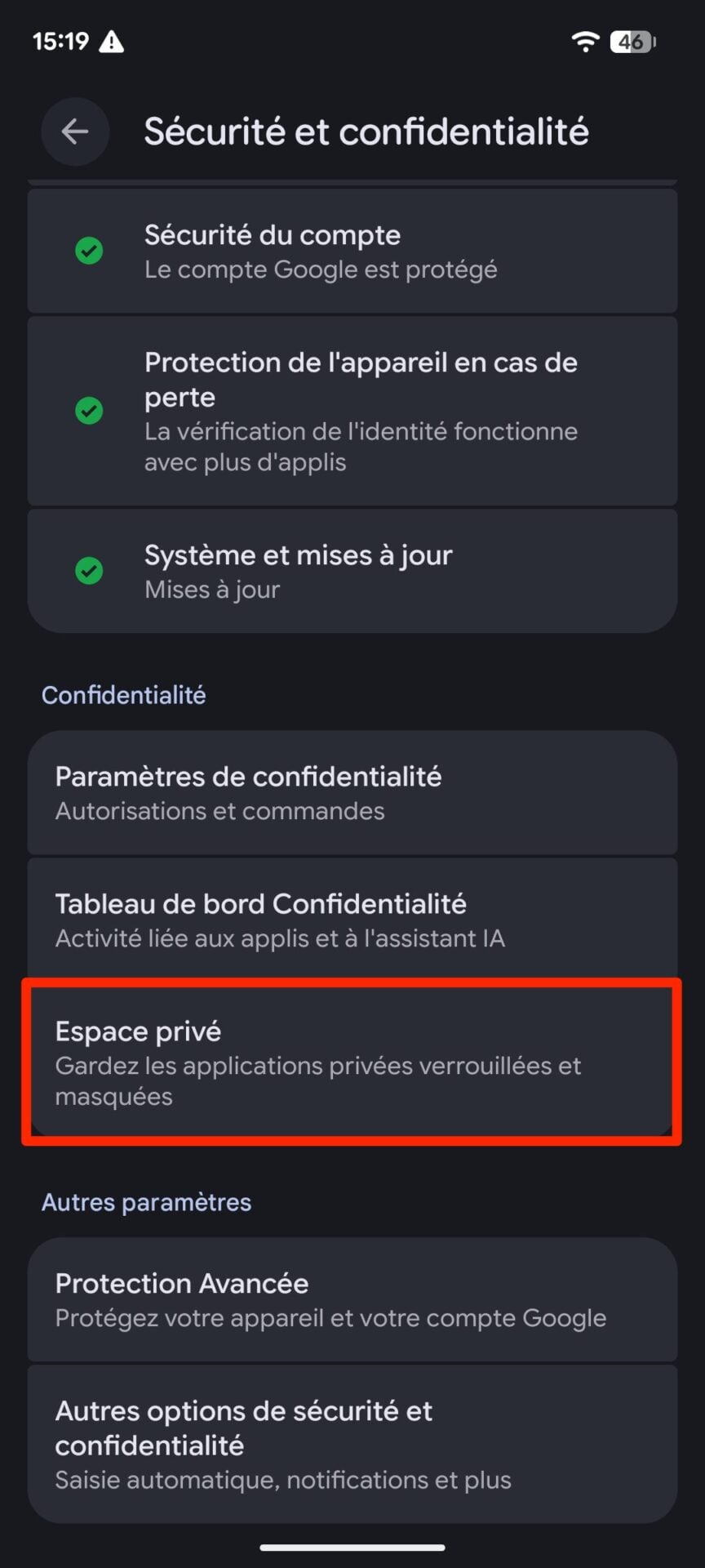 Android Comment Activer Espace Privé 2