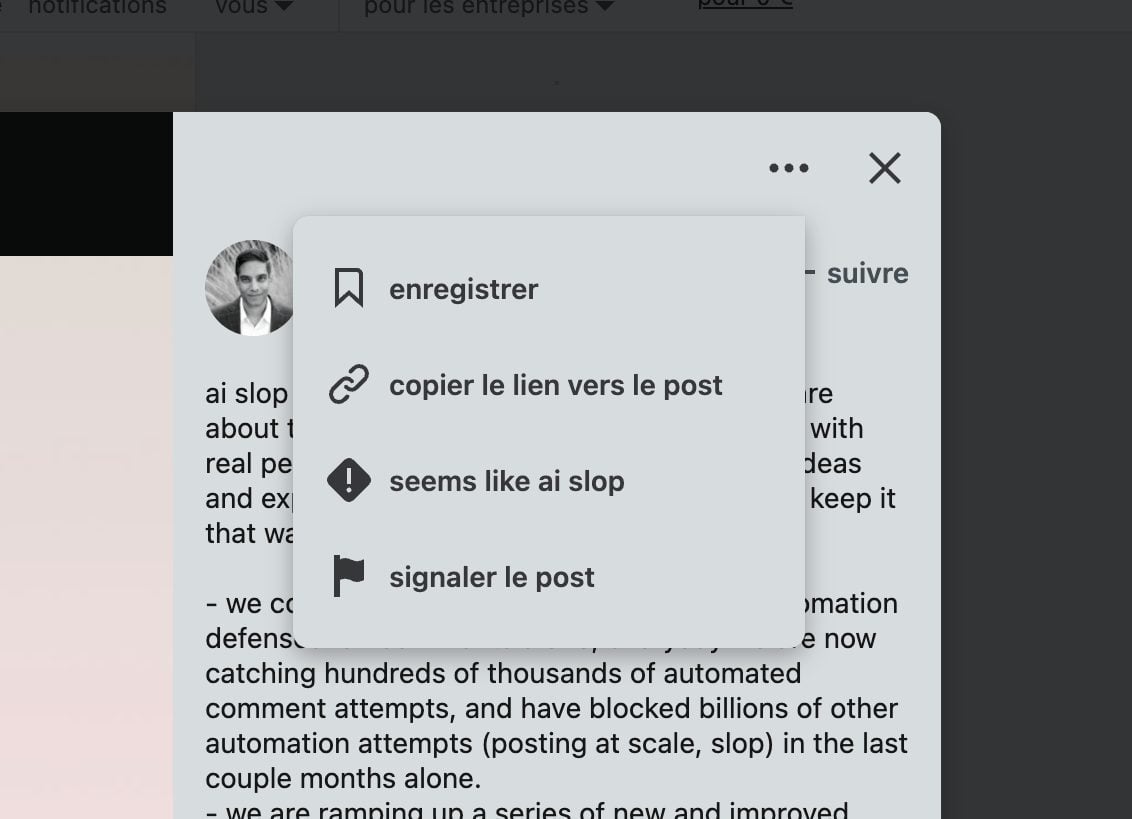 LinkedIn AI slop pas traduit