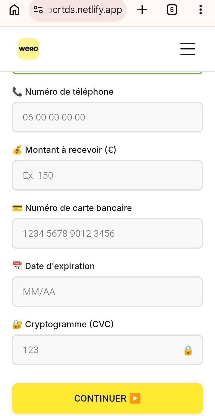 Faux Formulaire à Remplir Arnaque