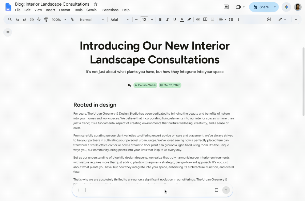 Gemini Google Docs