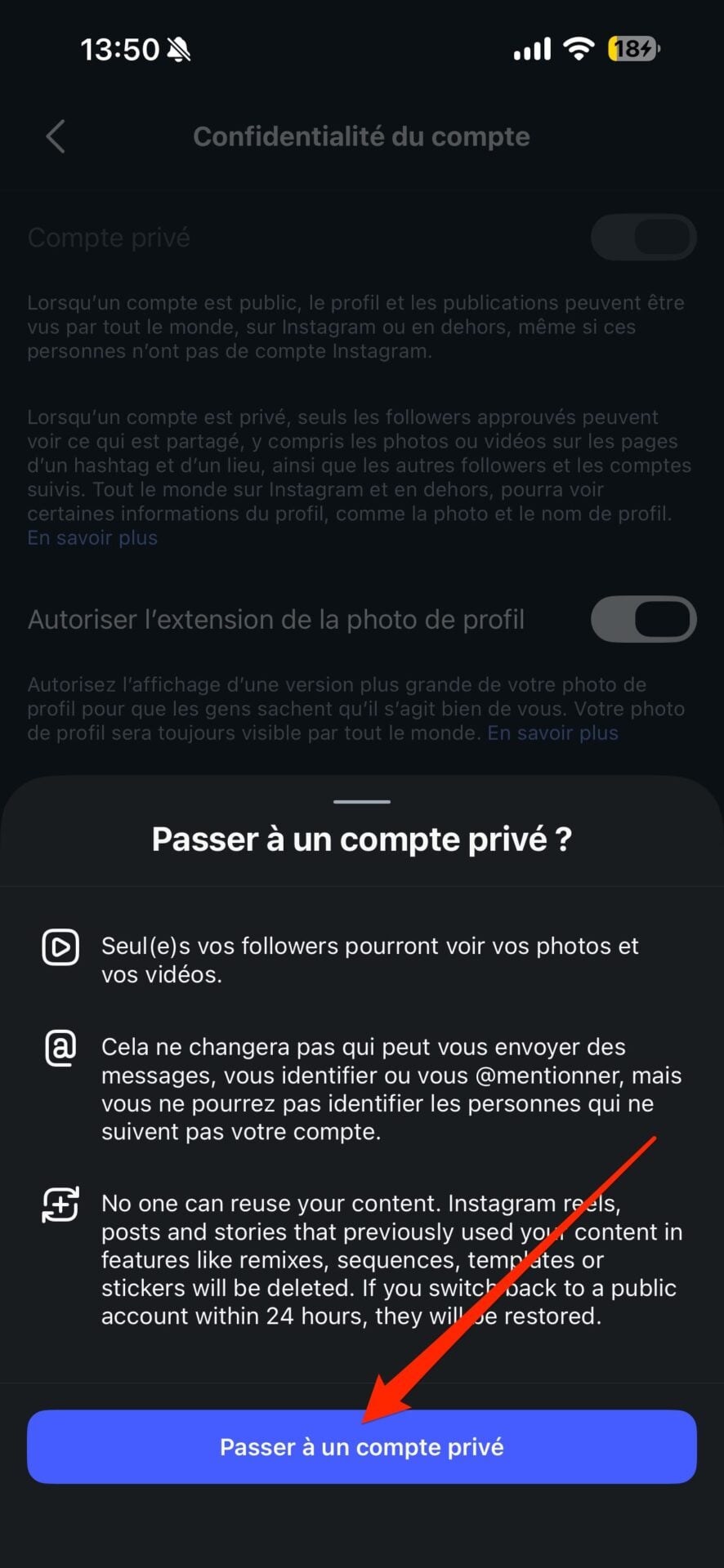 Instagram Passer En Profil Privé 3