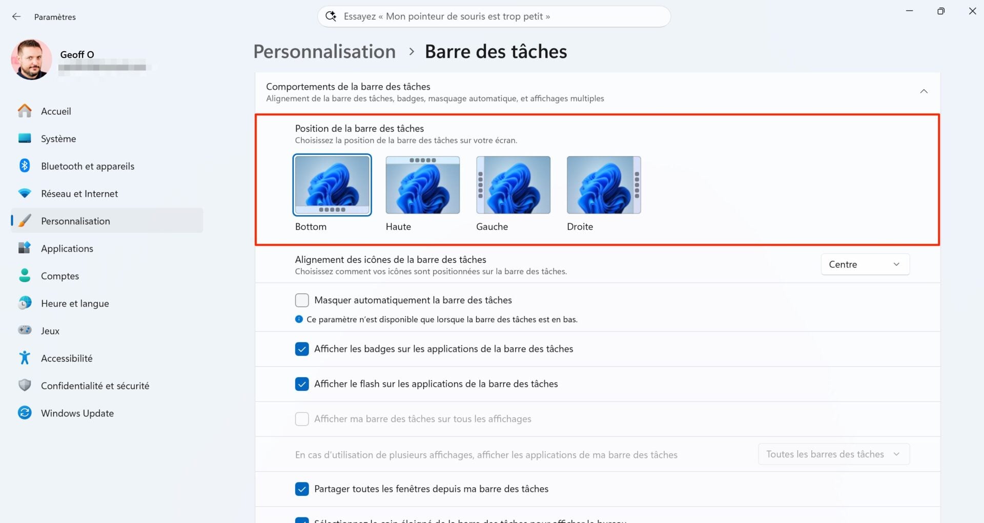 Windows 11 Barre Des Tâches Repositionnable 6