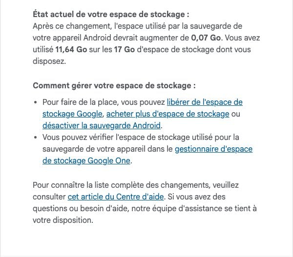 Email Google Drive Sauvegarde Android 2
