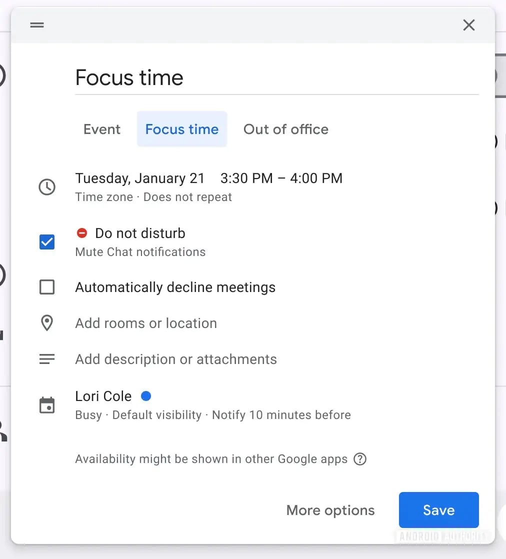 Google Agenda Temps De Concentration