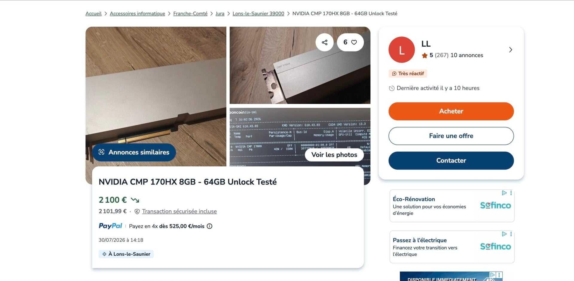 CMP 170HX Leboncoin