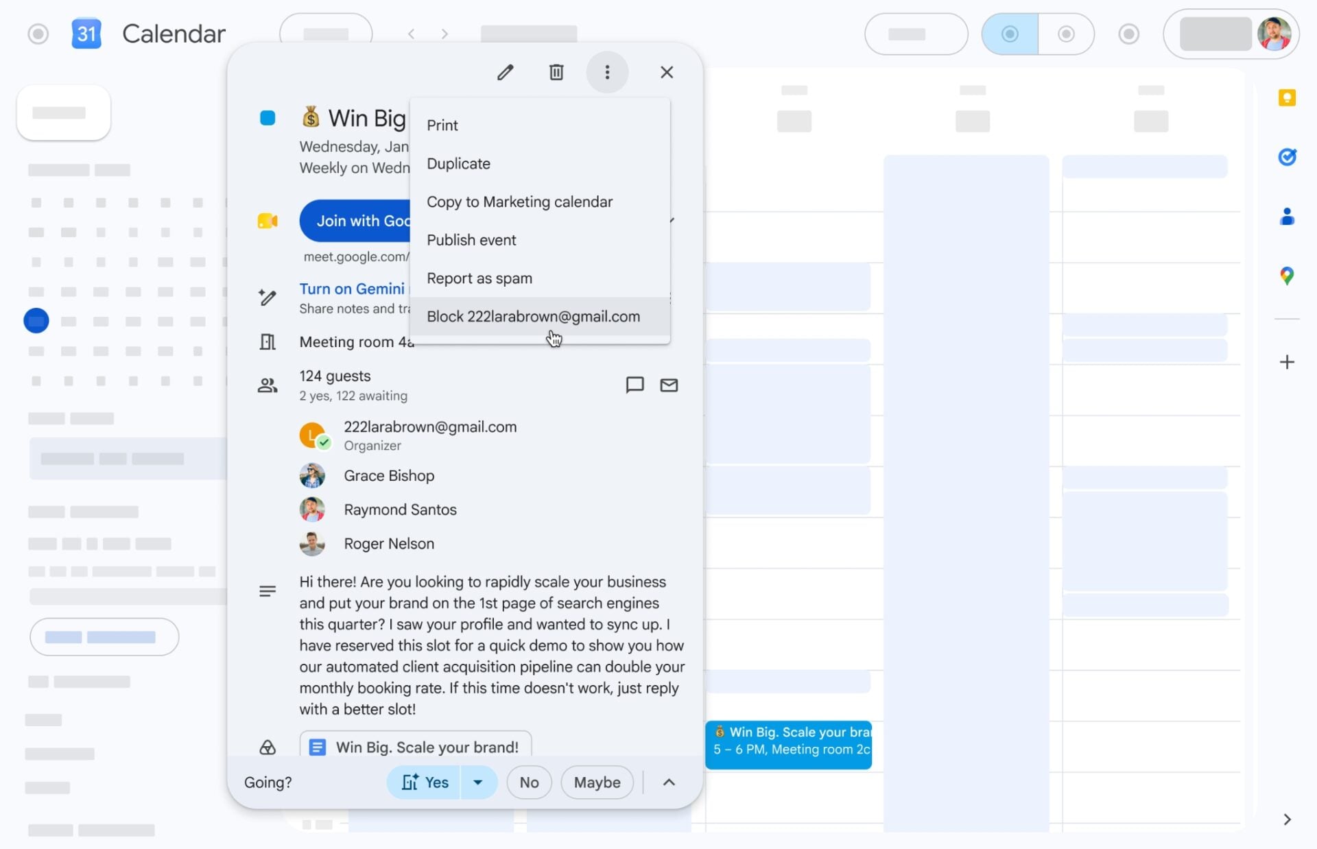 Google Agenda Bloquer Utilisateurs 1