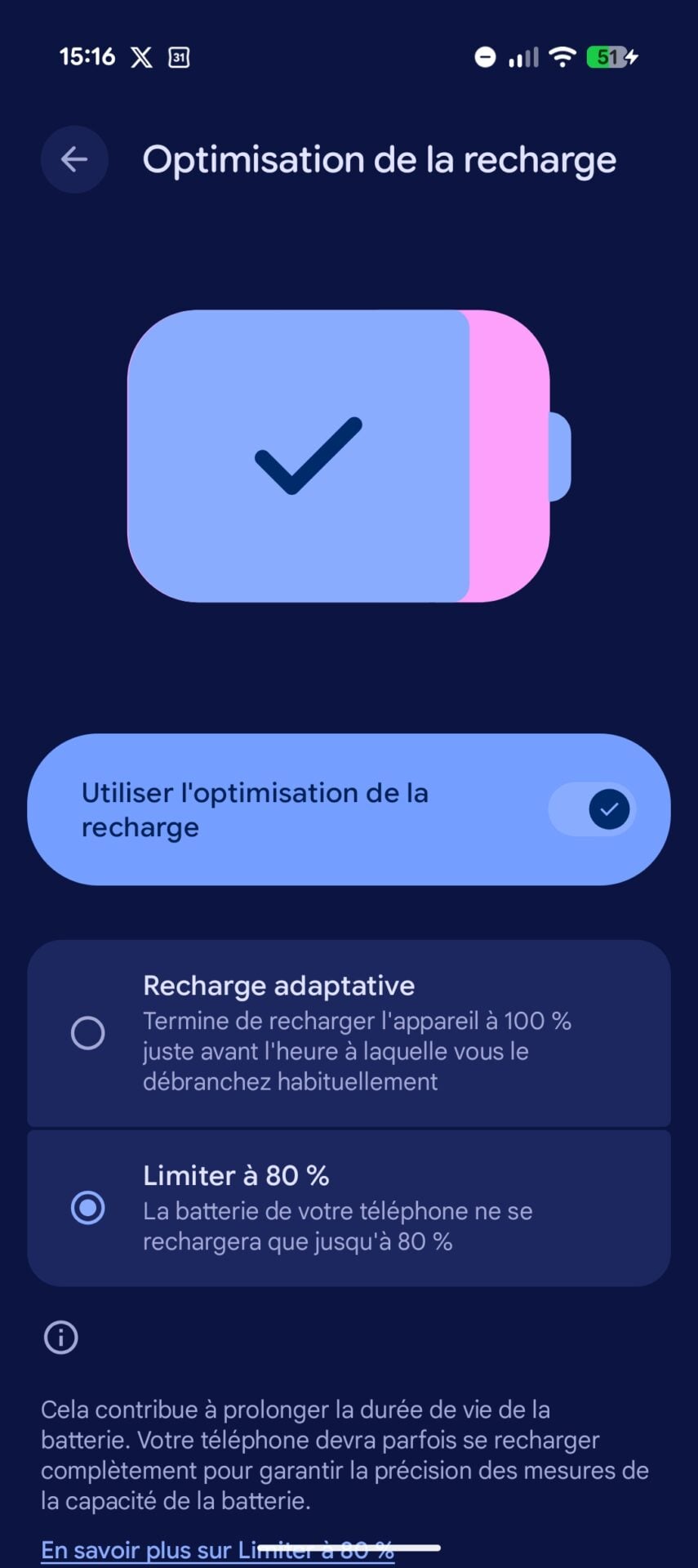 Google Pixel 10 Optimisation Batterie