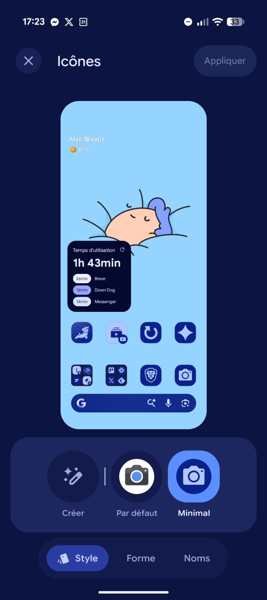 Interface Google Pixel 1
