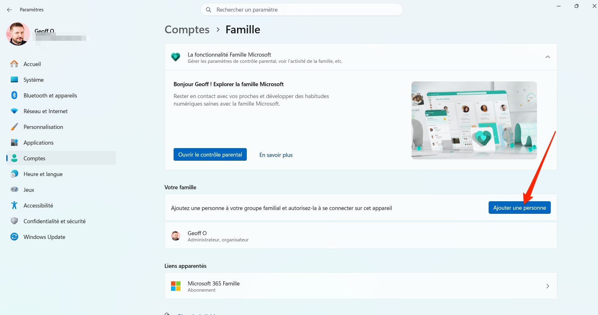 Windows 11 Créer Groupe Familial 2