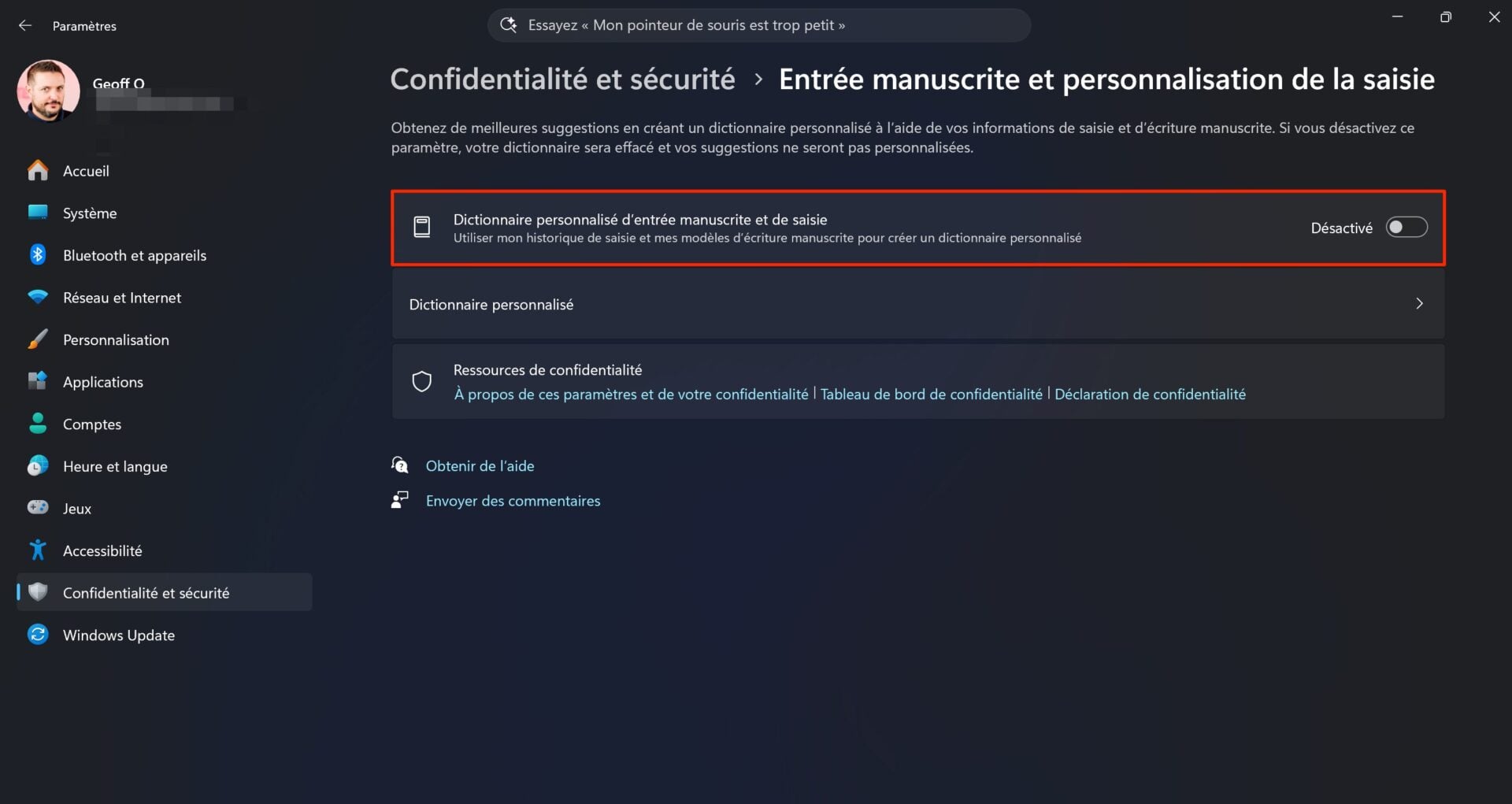 Windows 11 Dictionnaire Personnalisé 2