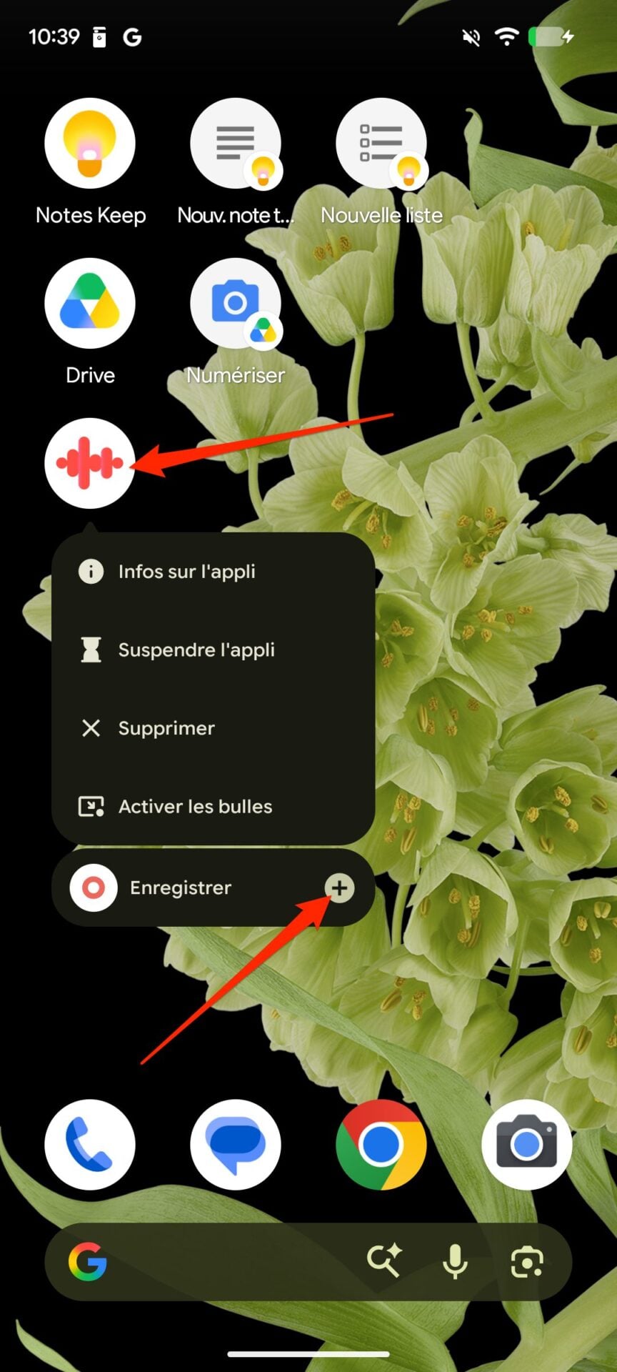 Android Raccourcis Enregistrer Mémo Vocal 1