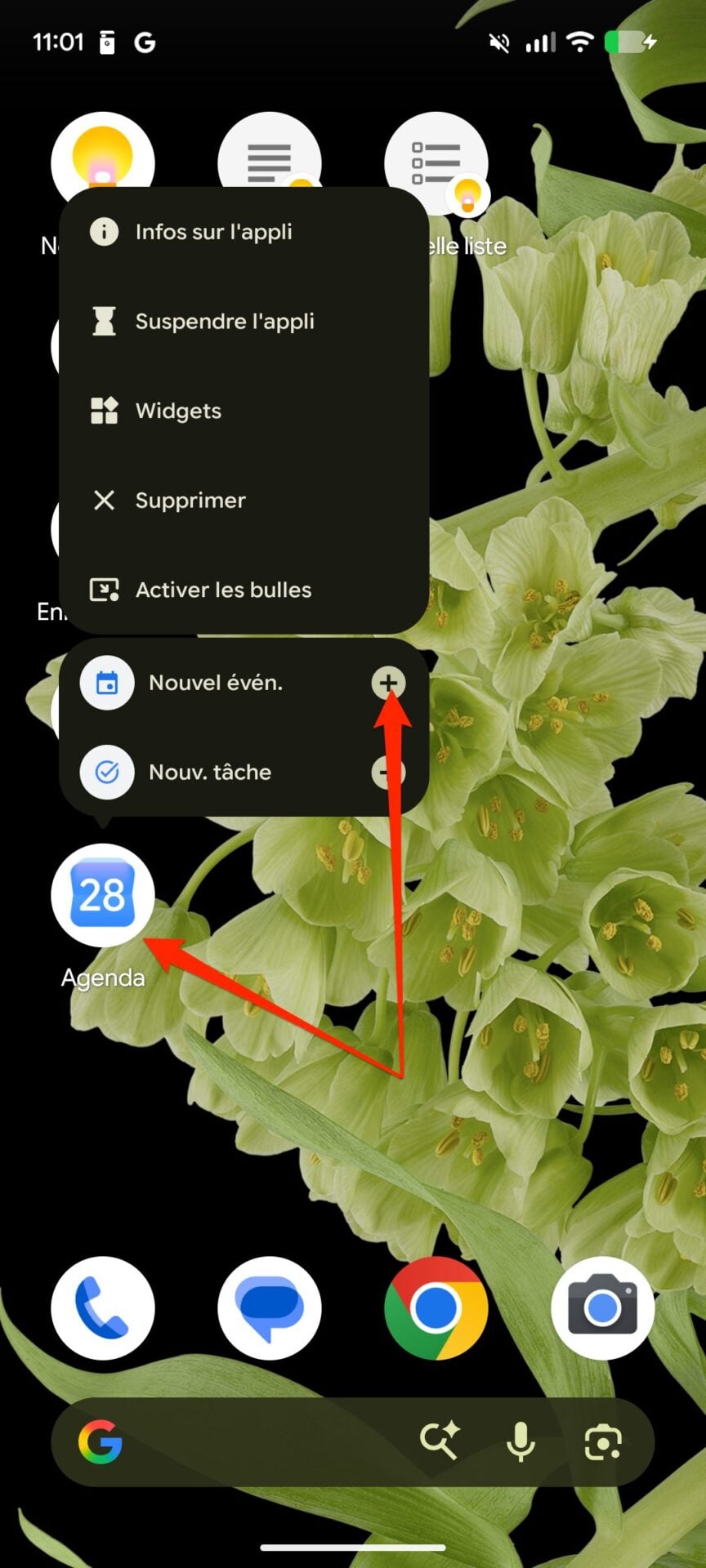Android Raccourcis Google Agenda 1