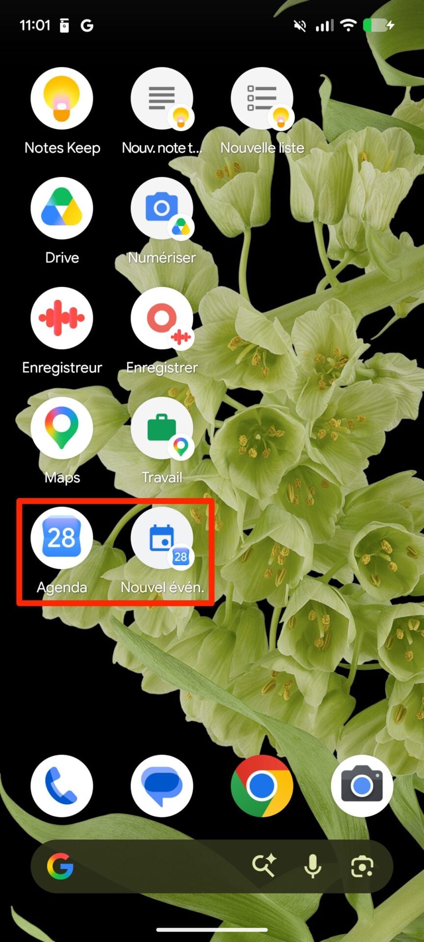 Android Raccourcis Google Agenda 2