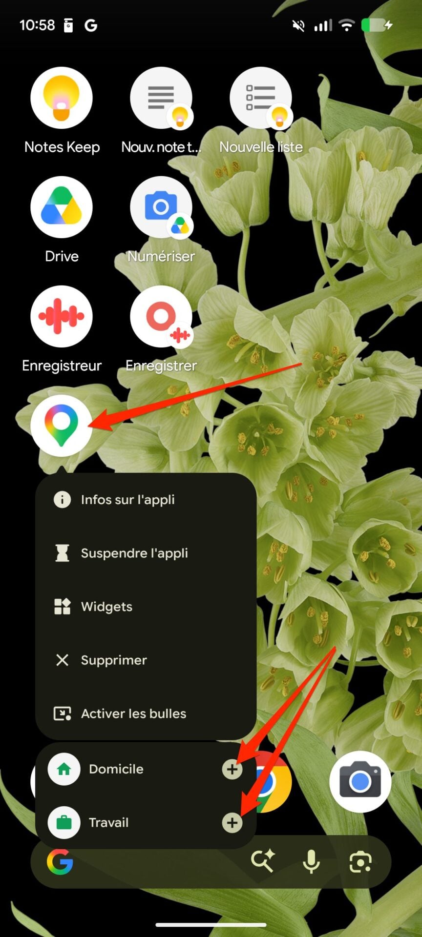 Android Raccourcis Google Maps 1