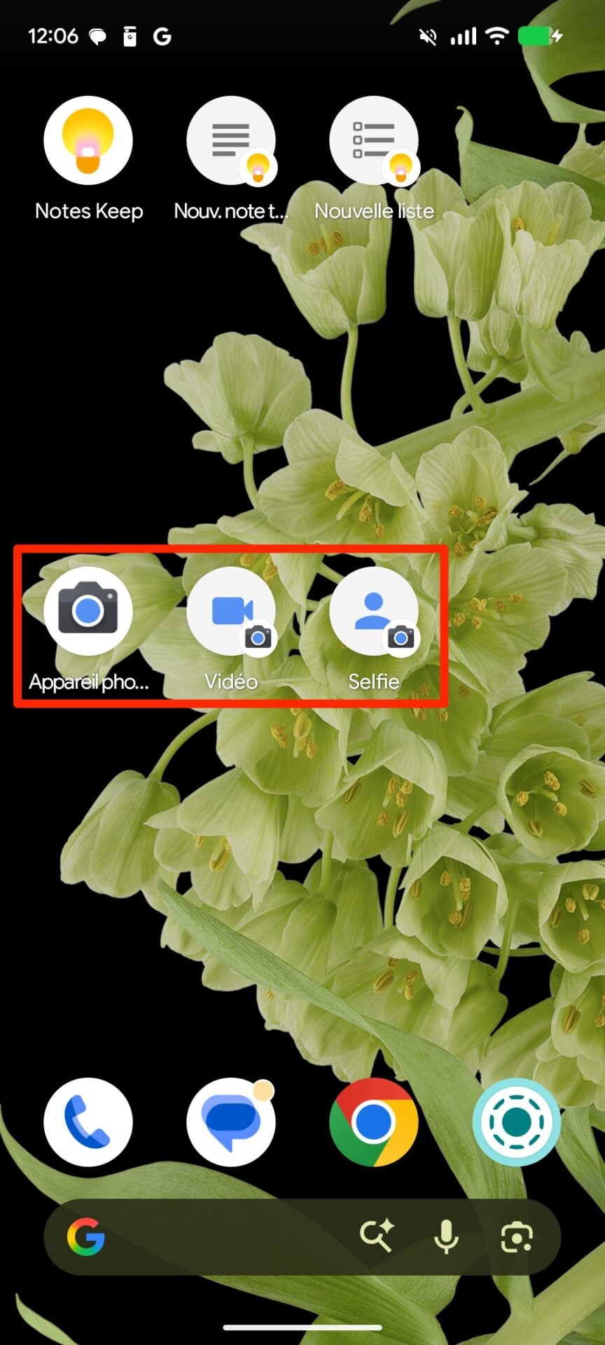 Android Raccourcis Appareil Photo 2