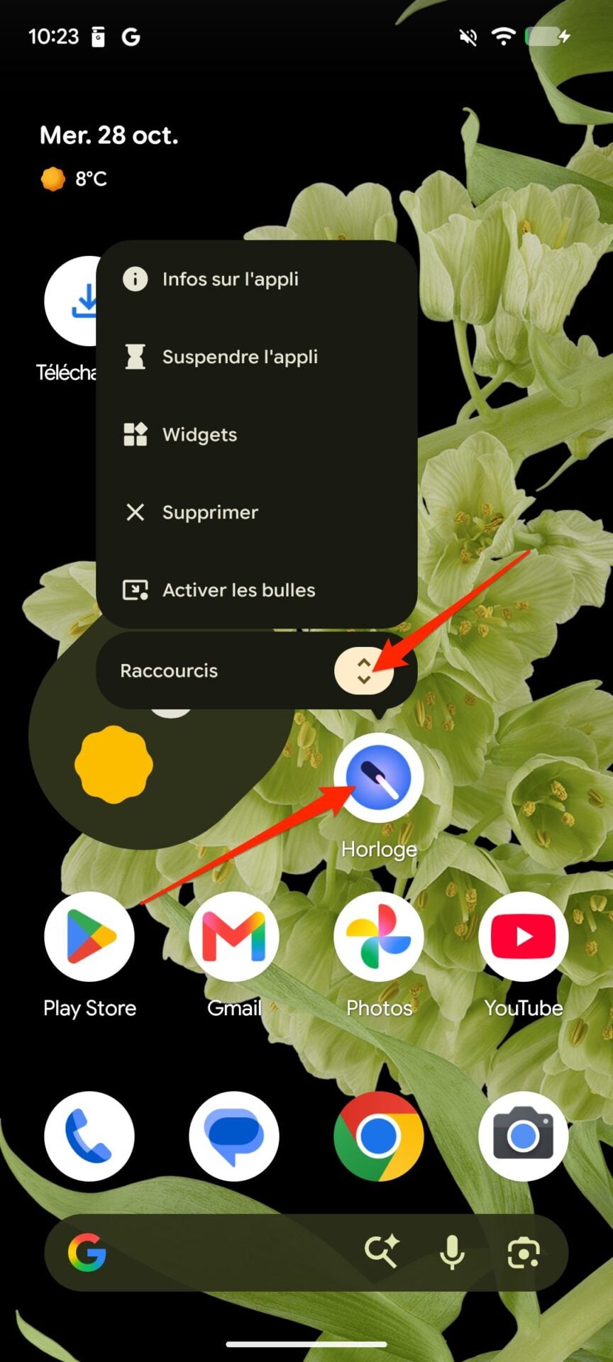 Android Raccourcis Horloges 1