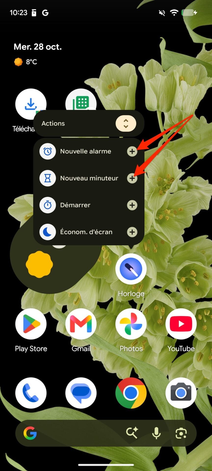 Android Raccourcis Horloges 2