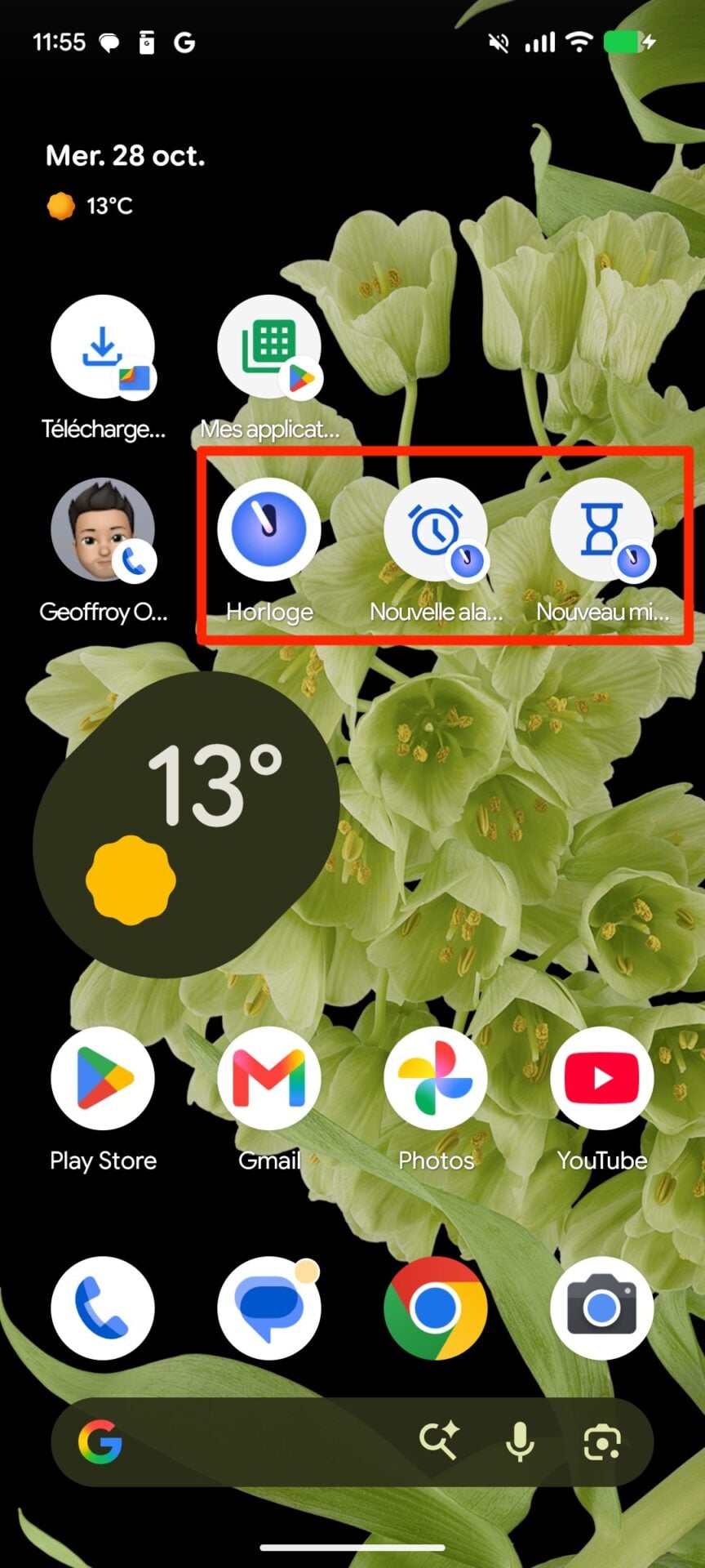 Android Raccourcis Horloges 3