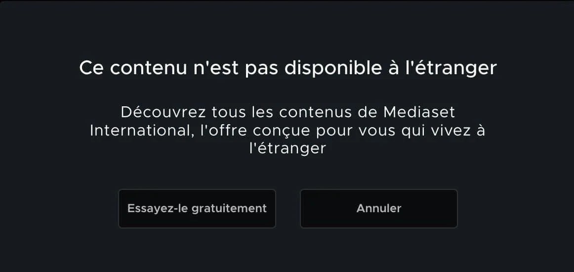 Georestriction Mediaset Tv Italienne