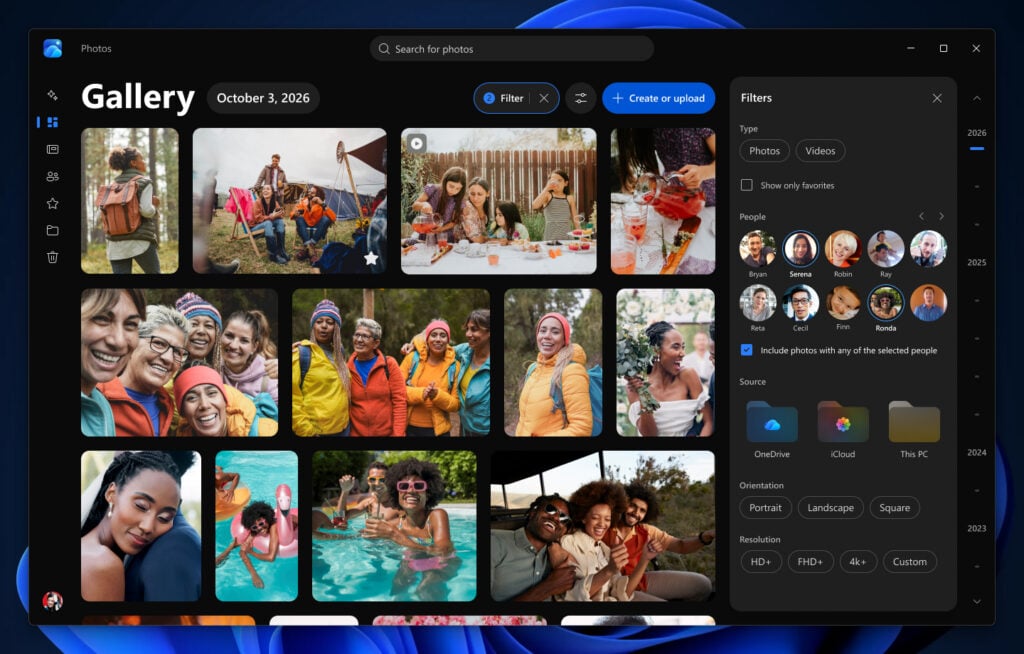 Microsoft Photos Visages