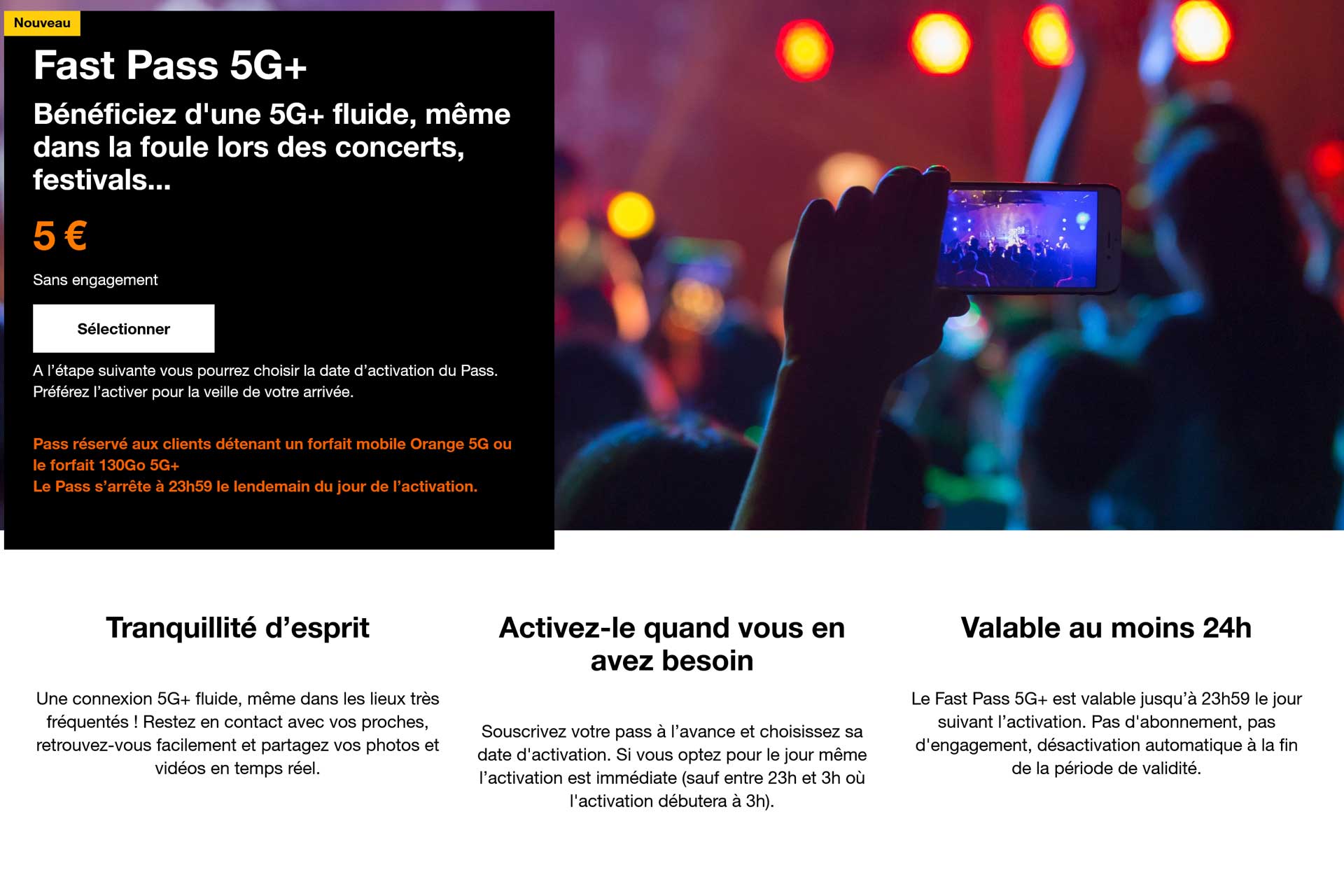 Option Fast Pass 5g Reseau Orange Mobile