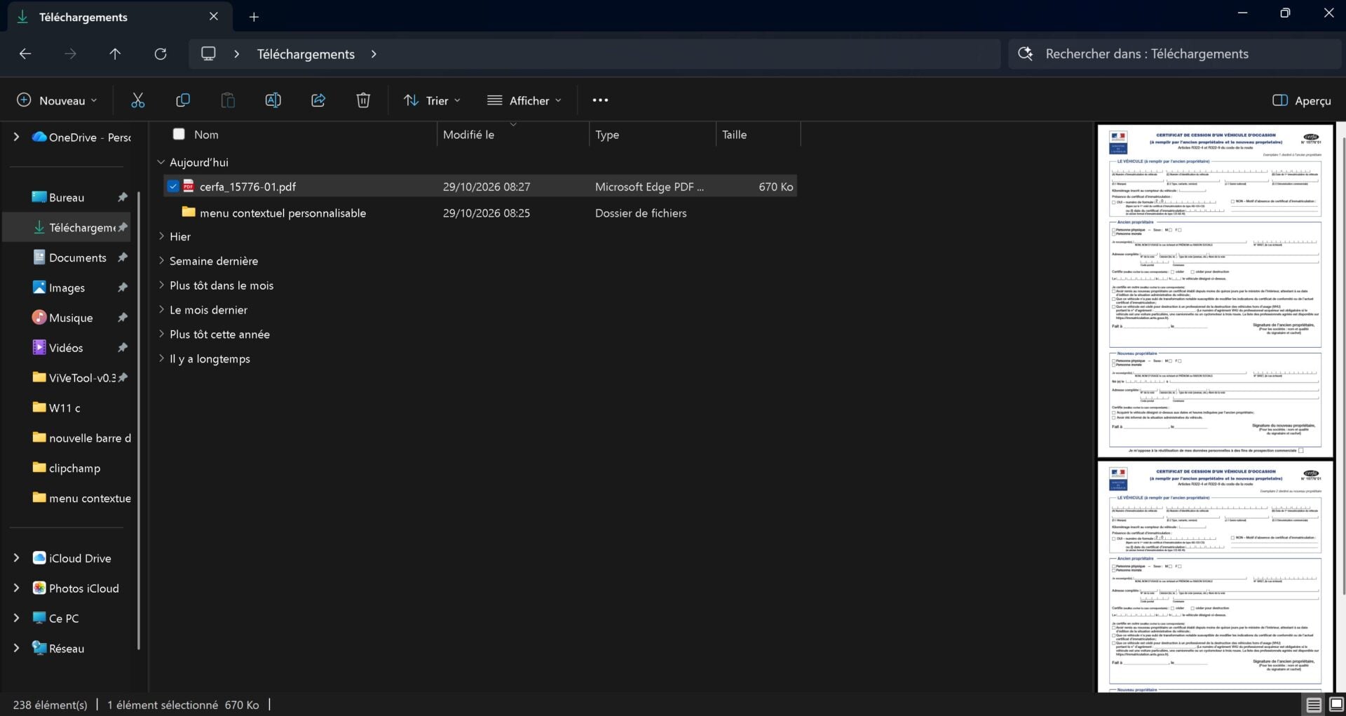 Windows 11 Explorateur Fichiers Aperçu 1