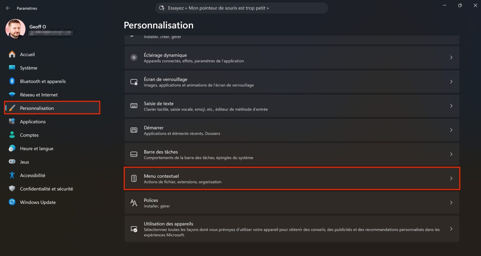 Windows 11 Menu Contextuel Clic Droit Personnalisable 1