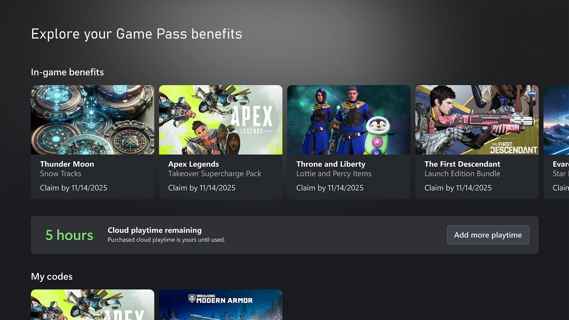 Xbox Cloud Playtime Hours