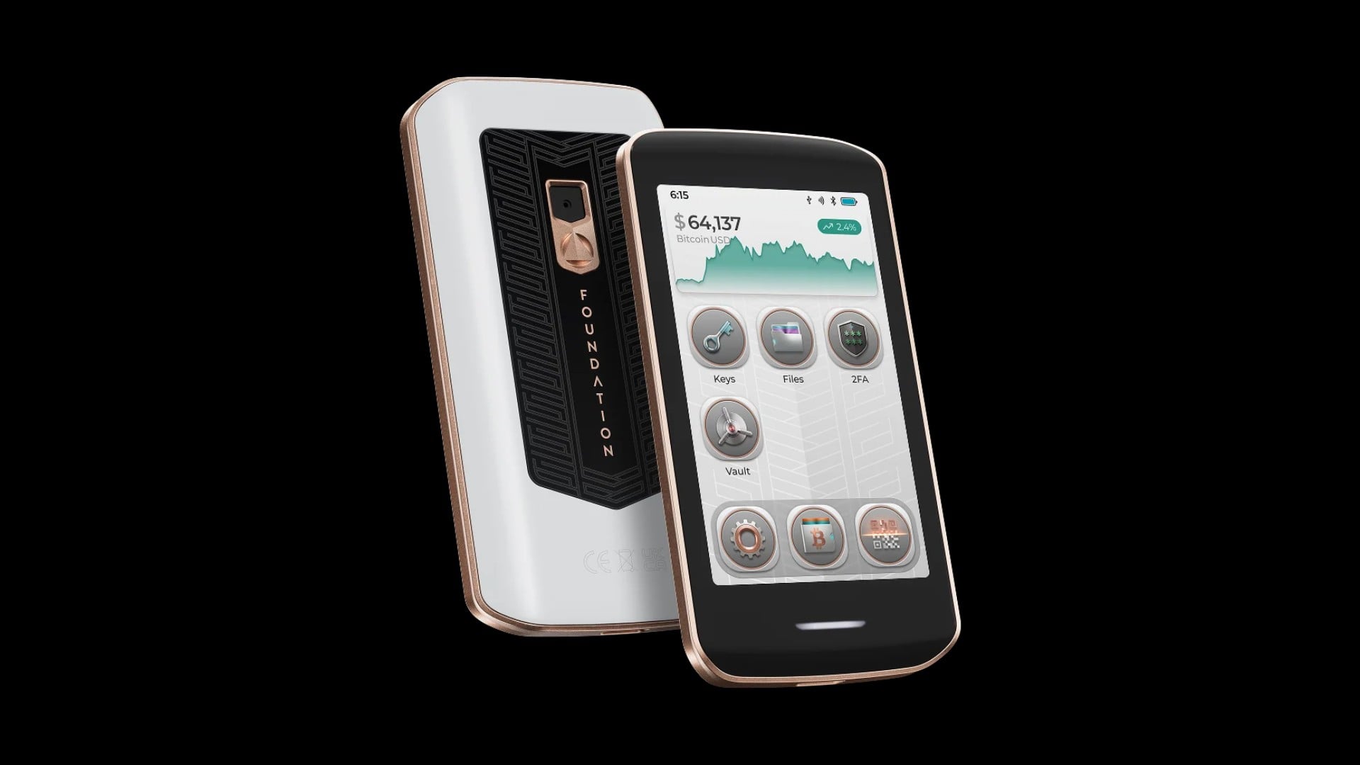 Portefeuille materiel Foundation Passport affichant un solde Bitcoin