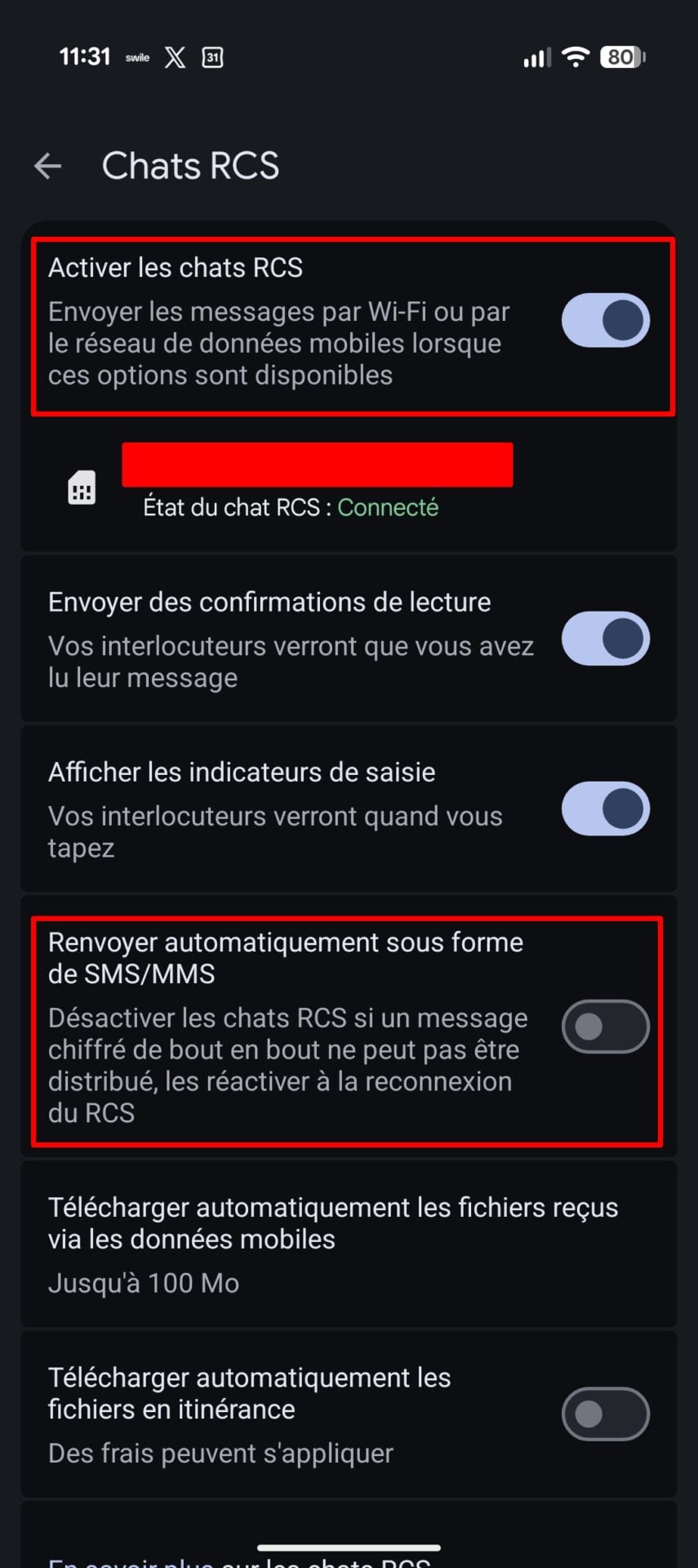 Google Messages Options Rcs