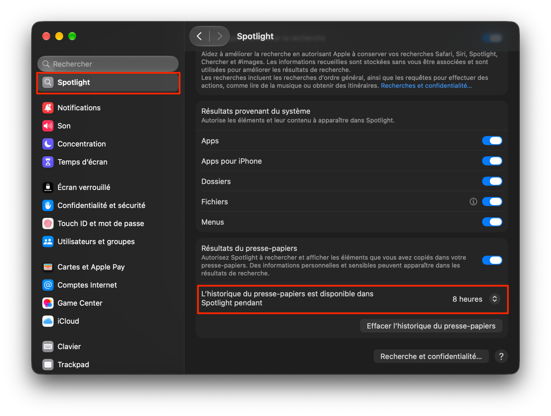 macOS Historique Presse Papiers 2