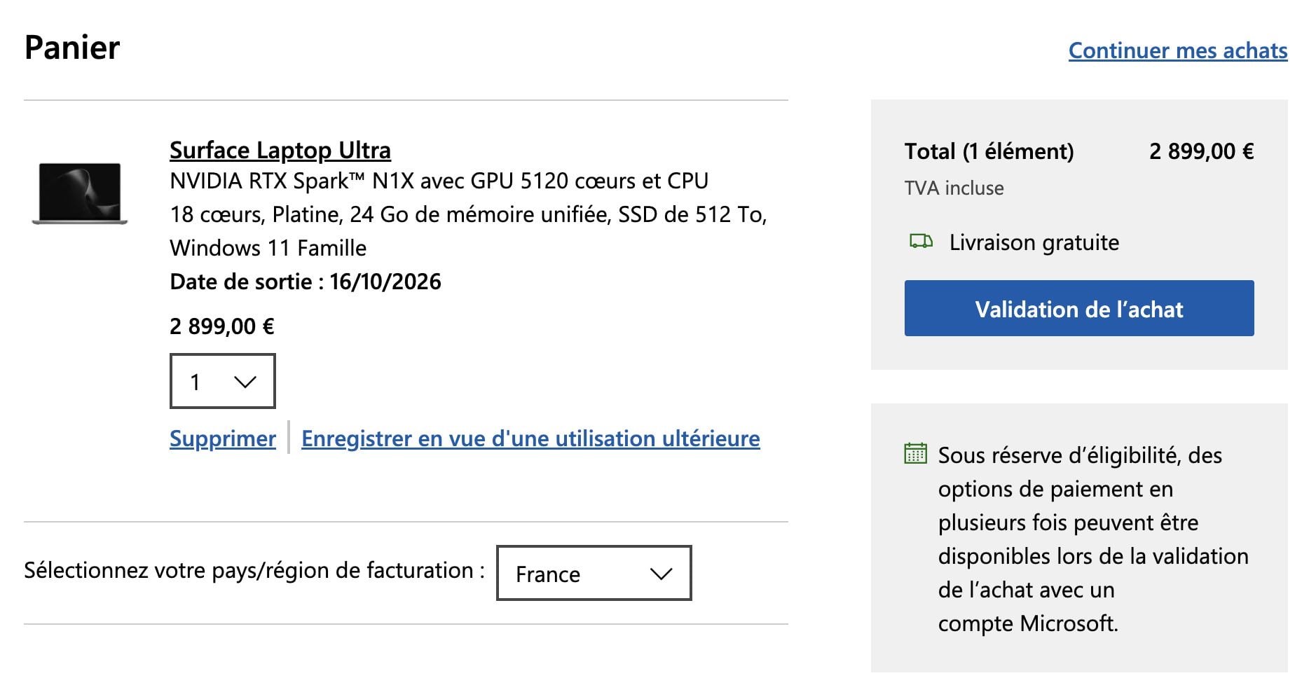 Microsoft Surface Laptop Ultra Prix