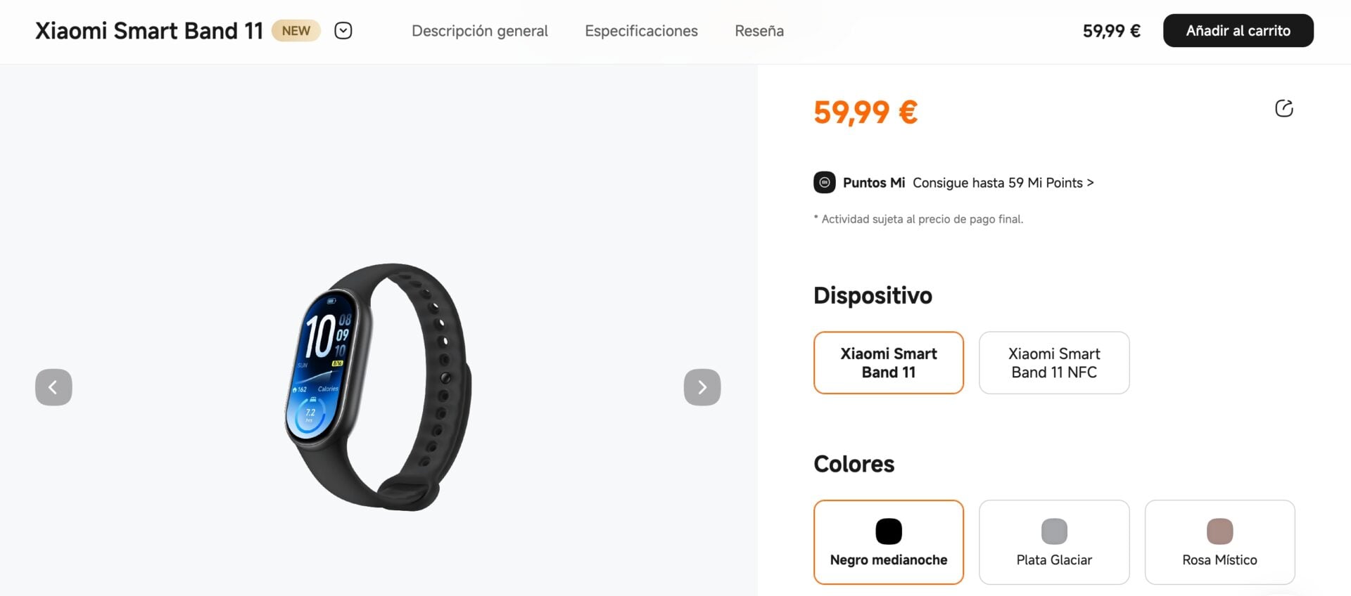 Prix Xiaomi Smart Band 11 Espagne