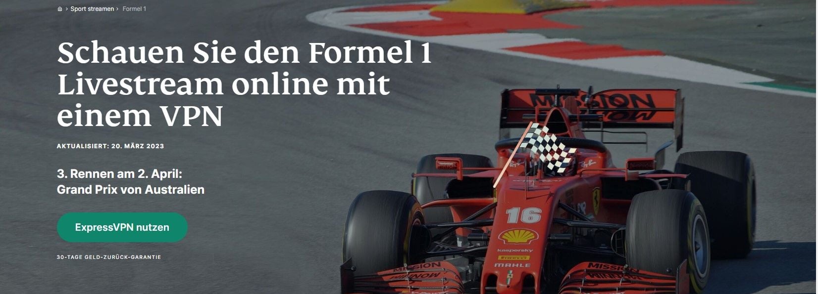 Alle Formel-1-Rennen kostenlos im Livestream ansehen Mit einem Klick!