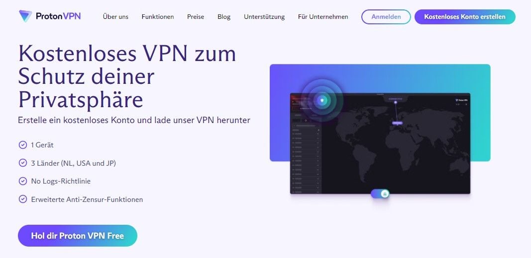 ProtonVPN bestes kostenloses VPN Österreich gratis