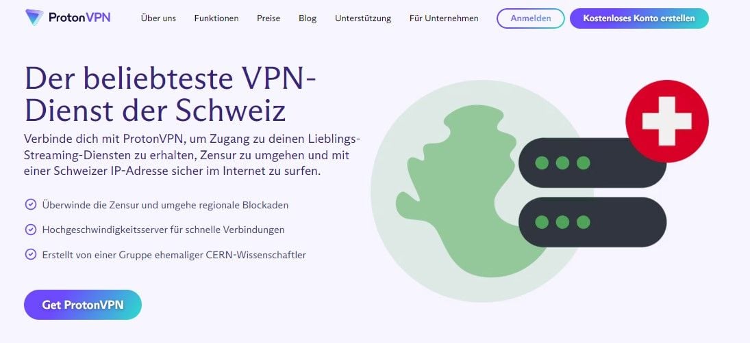 ProtonVPN bestes kostenloses VPN Schweiz gratis