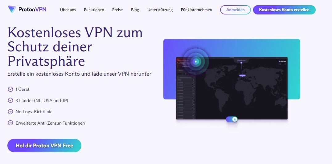 ProtonVPN bestes kostenloses VPN USA gratis