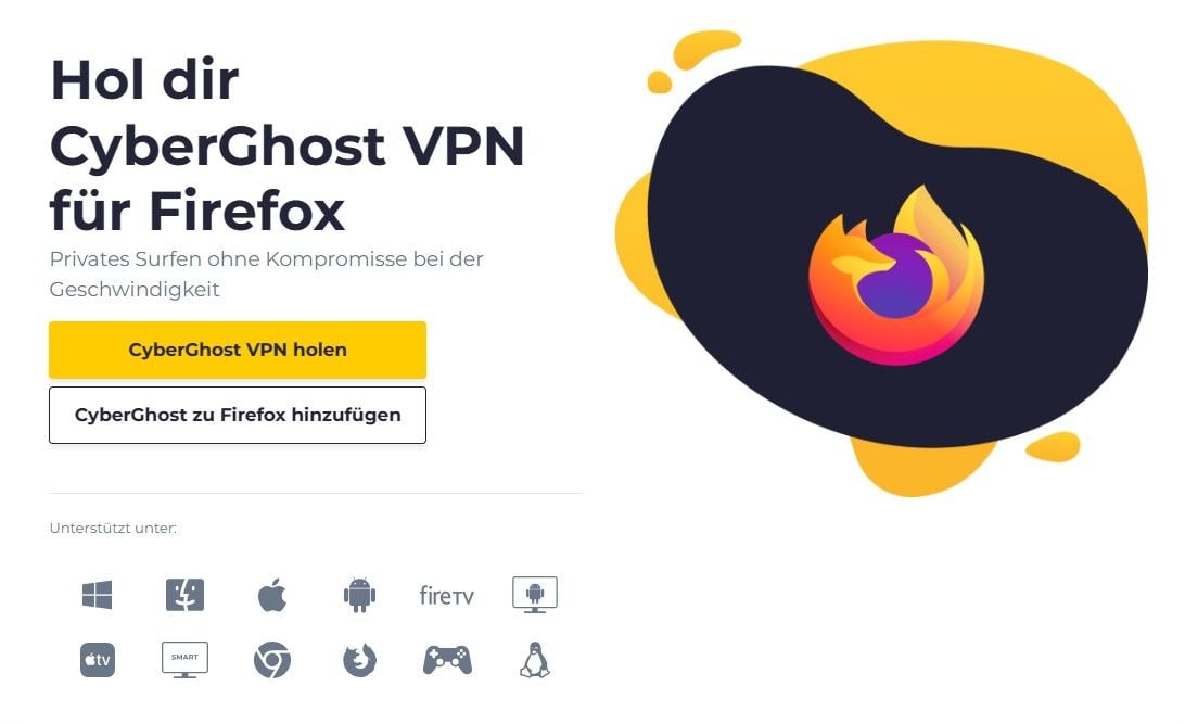 CyberGhost bestes VPN Firefox Browsererweiterung