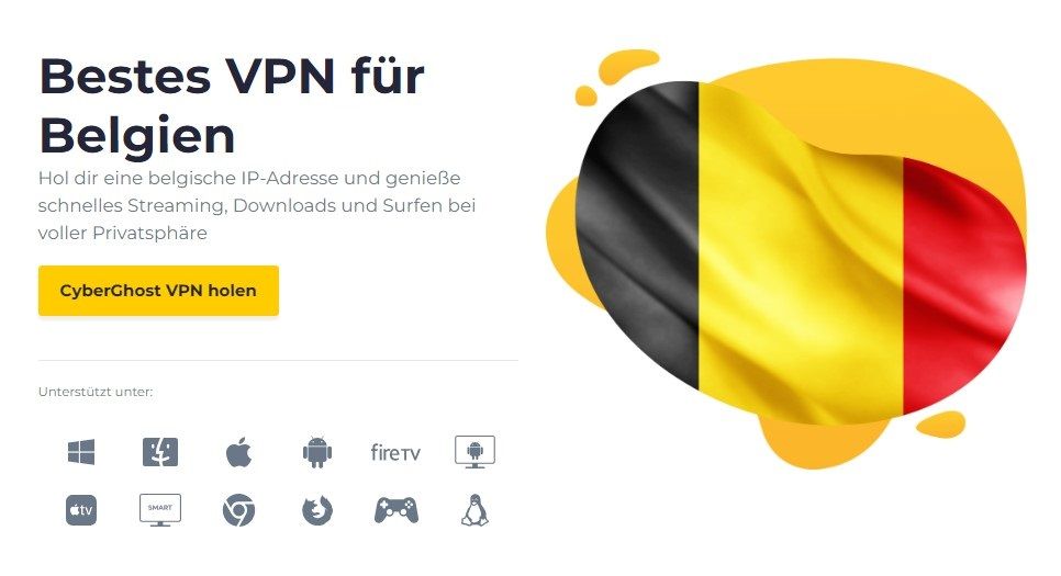 CyberGhost bestes VPN belgische IP-Adresse