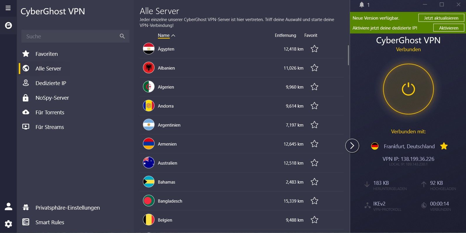 CyberGhost bestes VPN Vereinigte Arabische Emirate VAE