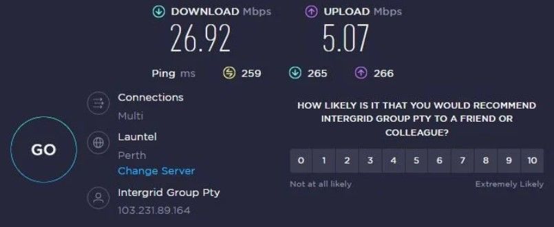 HideMyAss HMA Test Geschwindigkeit Australien